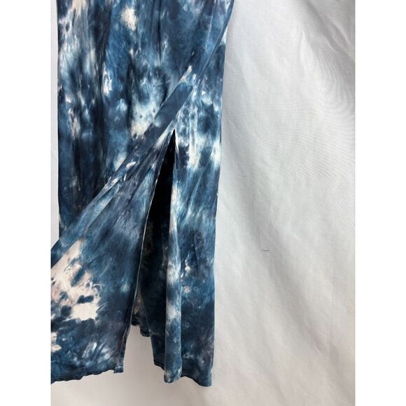Young Fabulous and Broke Blue Tie Dye Pull On Midi Skirt Size M Sylvie Side Slit - Picture 5 of 8
